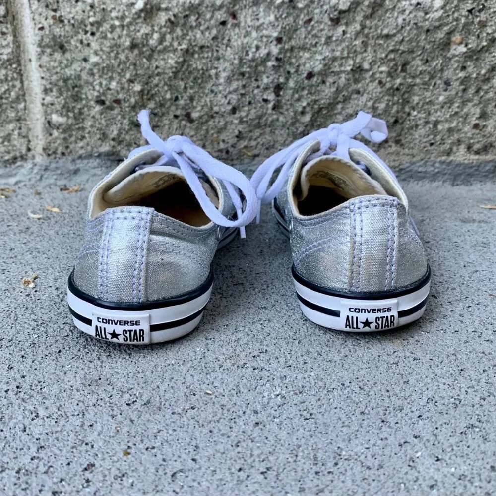 CONVERSE Silver Metallic Sneakers Womens 5 35.5 Chuck Taylor All Star Low Shoe - Picture 6 of 11